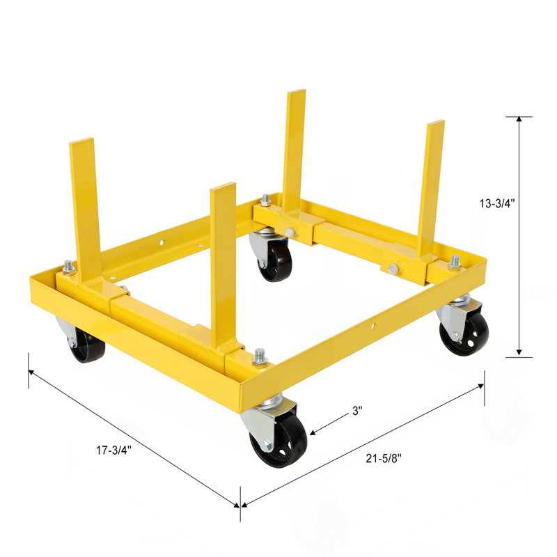 750lbs Rolling Engine Stand,Adjustable Width And Length, with 2pcs Buckle Straps,Yellow