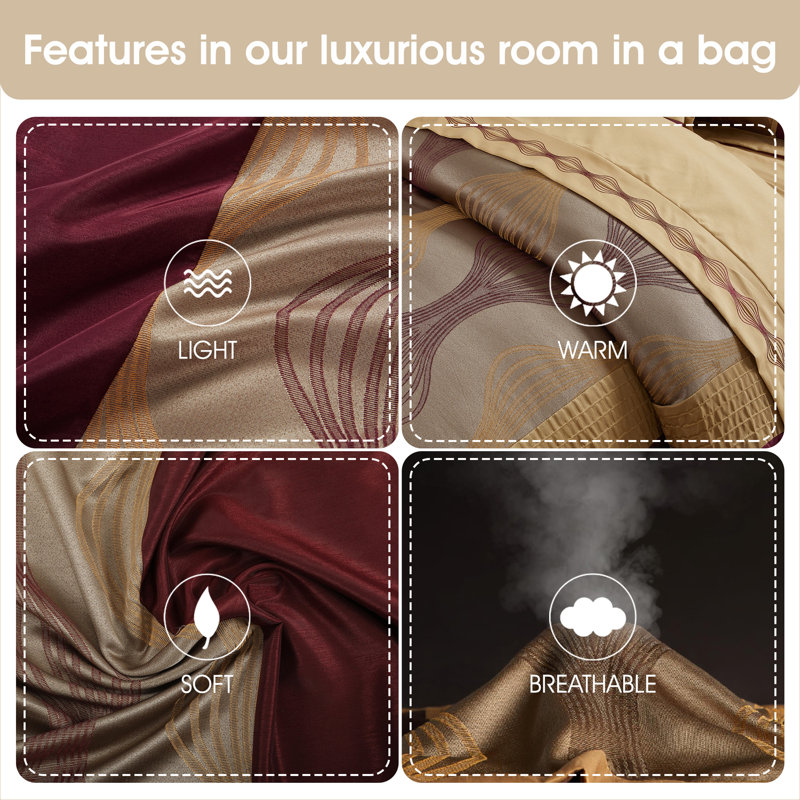 King Wine Gold Microfiber 15-Piece Comforter Set
