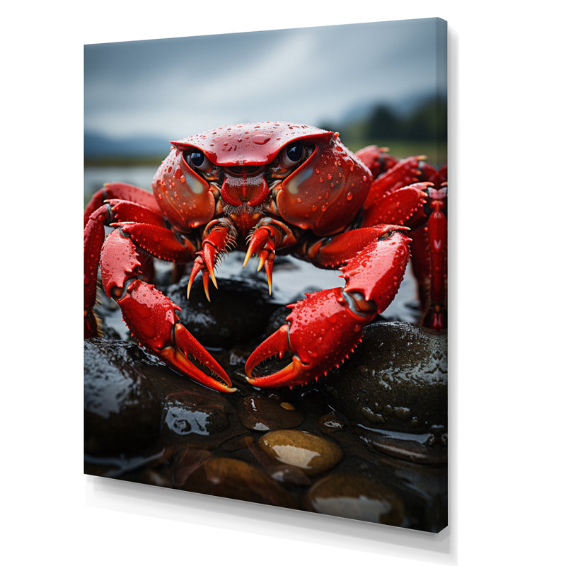 Yoonus " Vibrant Crayfish Portrait ", 32" H x 16" W, Wrapped Canvas