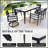 Outdoor Modern Patio 35.5X71 Inch Aluminum Dining Table, Sintered Stone Top, Weatherproof And Rust-Free, Seats Six-902338923