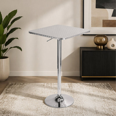 Table de bar contemporaine ajustable carrée argentée
