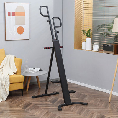 Soozier Folding Vertical Climber Exercise Machine, Height Adjustable Climbing Machine, Stair Stepper With LCD Monitor And Transport Wheels For Full Body Workout