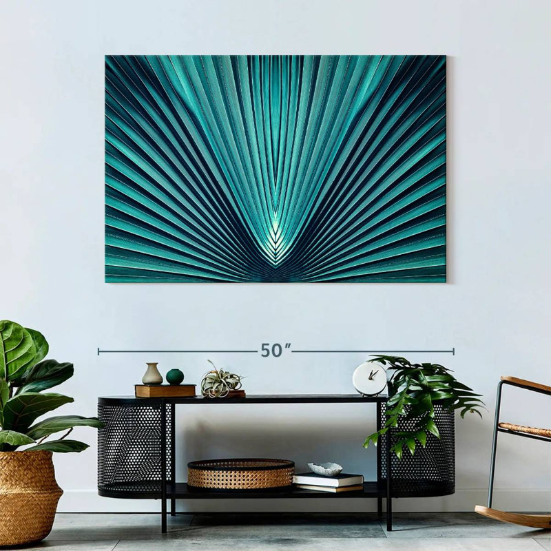 Harnek Abstract Blue Palm, 32" H x 48" W