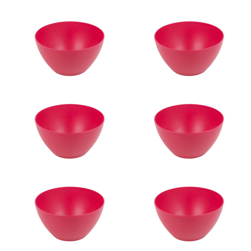 Blue  6Pc Unbreakable Reusable Coloured Plastic Deep Soup Cereal Bowls Party Tableware, Fuchisa