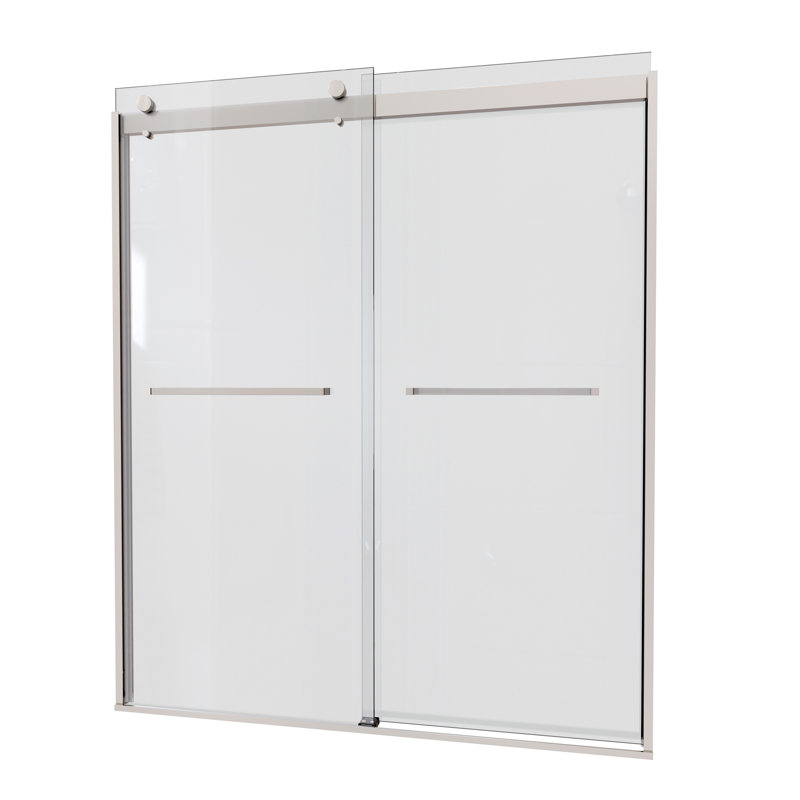 Bypass Shower Door, Sliding Door, With 5/16" Tempered Glass And Polished Chrome Finish 6074, Chrome