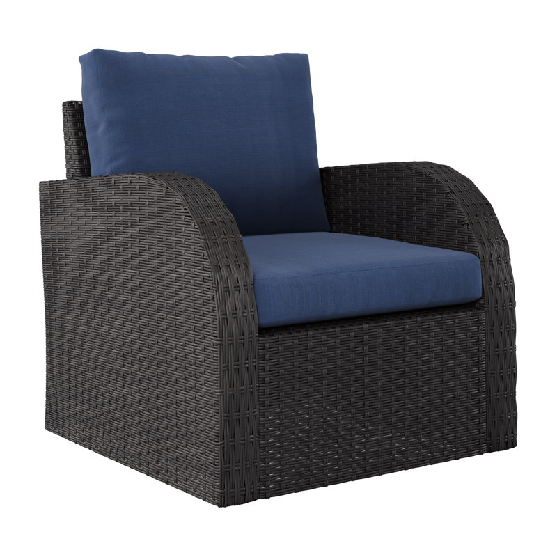 Chaise de patio avec coussins Mucklen, Bleu marine