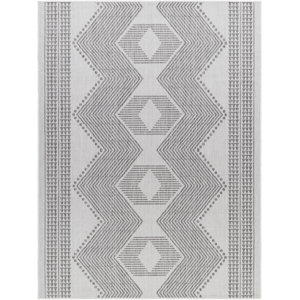 6'7"X9' Angadreme Geometric Machine Woven Polypropylene Indoor / Outdoor Area Rug in Light Gray