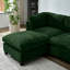 Modulaire vert spacieux avec revêtement et rangement en chenille, en forme de U pour les salons modernes
