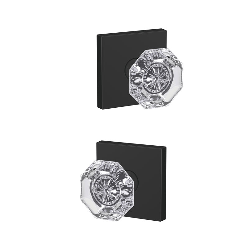 Alexandria Hall-Closet and Bed-Bath Glass Knob with Collins Trim, Matte Black