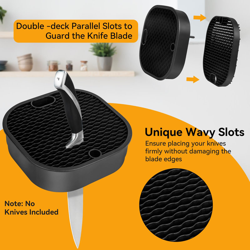 2 in 1 Universal Square Knife Holder, Black