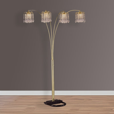Lampe sur pied à arche dorée élégante et luxueuse avec accents de cristal pour le salon | Idée de cadeau