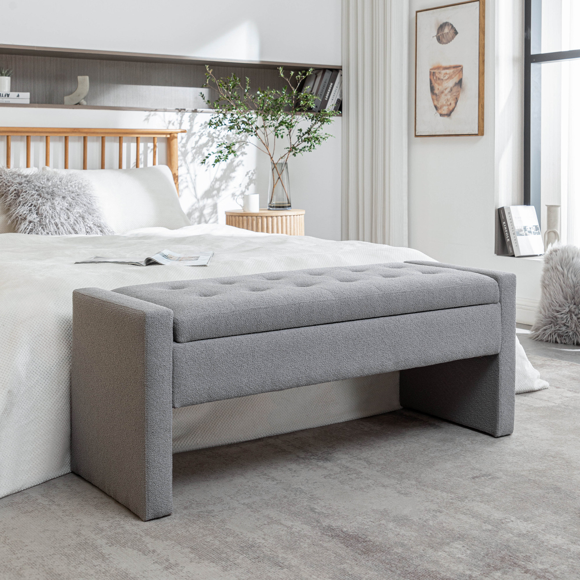 Winston Porter Rasner Upholstered Flip Top Storage Bench & Reviews ...