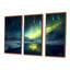 «Green Northern Lights River Snow Landscape - Aurora Borealis», ensemble de décorations murales-1600186696-1600186710