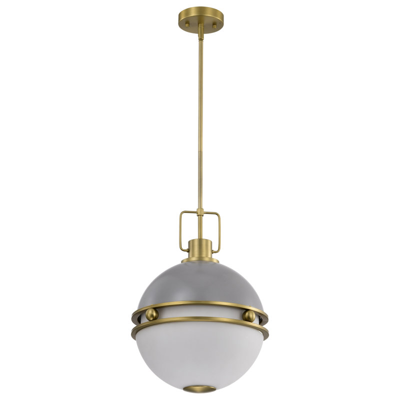 Luminaire suspendu sphère 2 lumières Whipholt, Gris mat