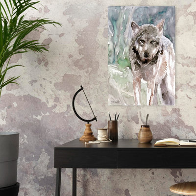 Pacific Coast Wildlife 1 Abstract Contemporary Wolf Landscape Wildlife Wall Art Print