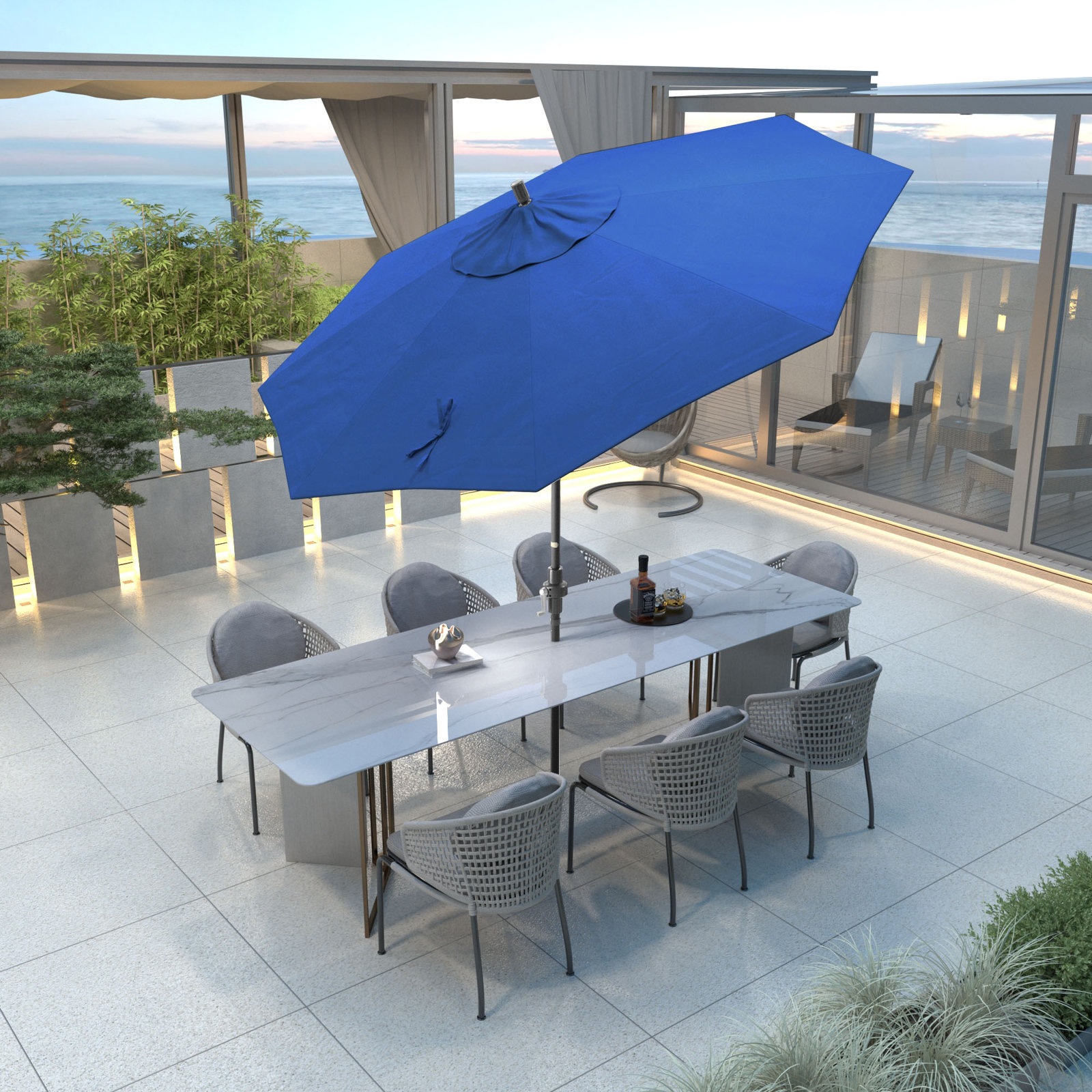 108'' Sunbrella® Outdoor Umbrella, Canvas Pacific Blue Sunbrella® Canvas