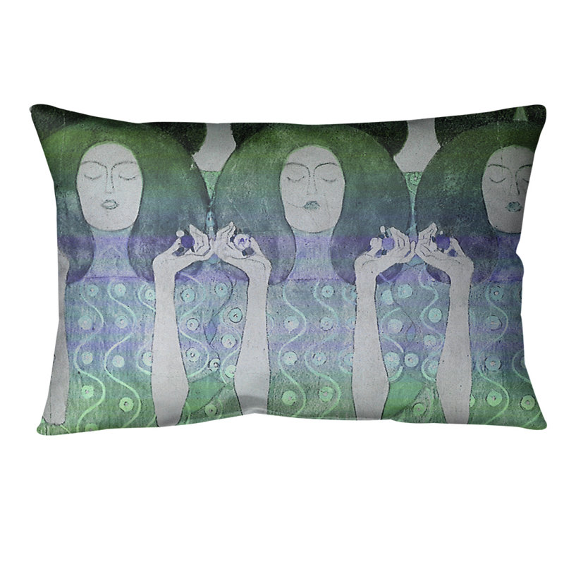 Coussin lombaire de mariés anges, 20 po x 14 po, Vert / bleu, Bourre en polyester