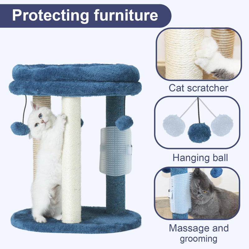 Cat Scratching Post Tree Scratch For Indoor Cats And Kittens,Sisal Carpet Jute Scratcher Tower With Bed And Hanging Ball For Kittens Up To 8Lb Grey.