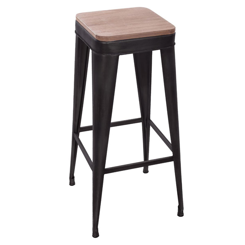 Tevis Counter Stool with Metal Frame, Black