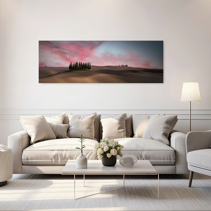 Cypress toscan, coucher de soleil, paisible, paisible, cyprès, paysage, nature, art mural, H 60 po x l 20 po