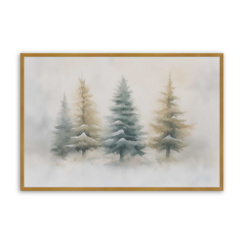 «Snowlit Pines», reproduction d'art, Or poli, 11 po x 14 po