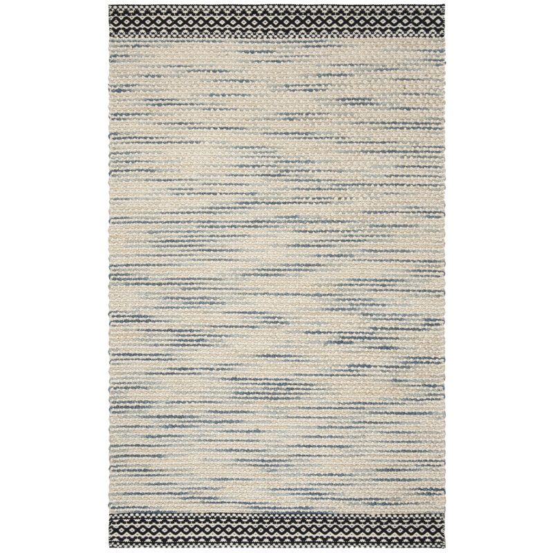 Pocklingt Hand Woven Wool/Cotton Geometric Rug in Gray/Black, Rectangle 2' x 3'