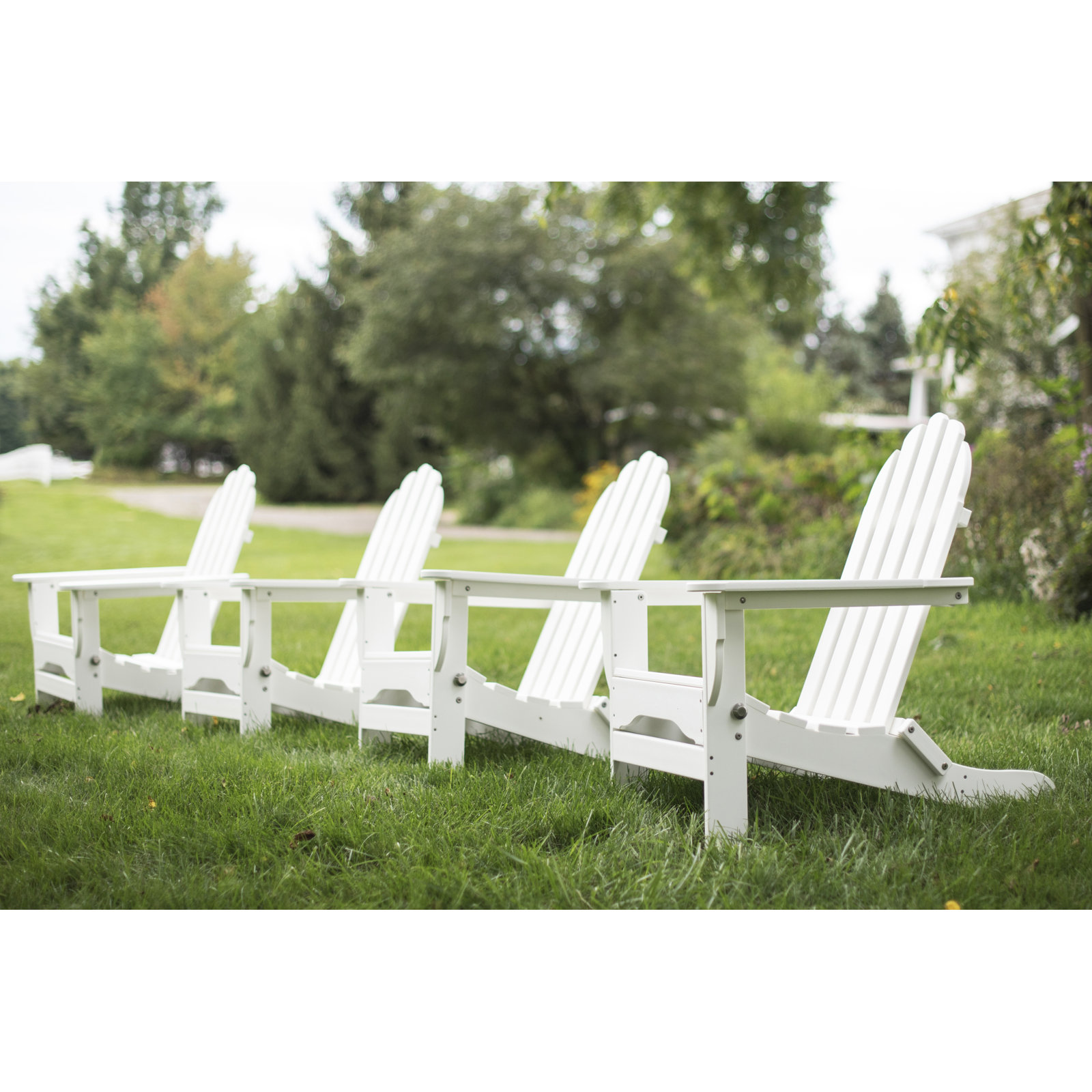 Leighton Foldable Outdoor Adirondack Set, White