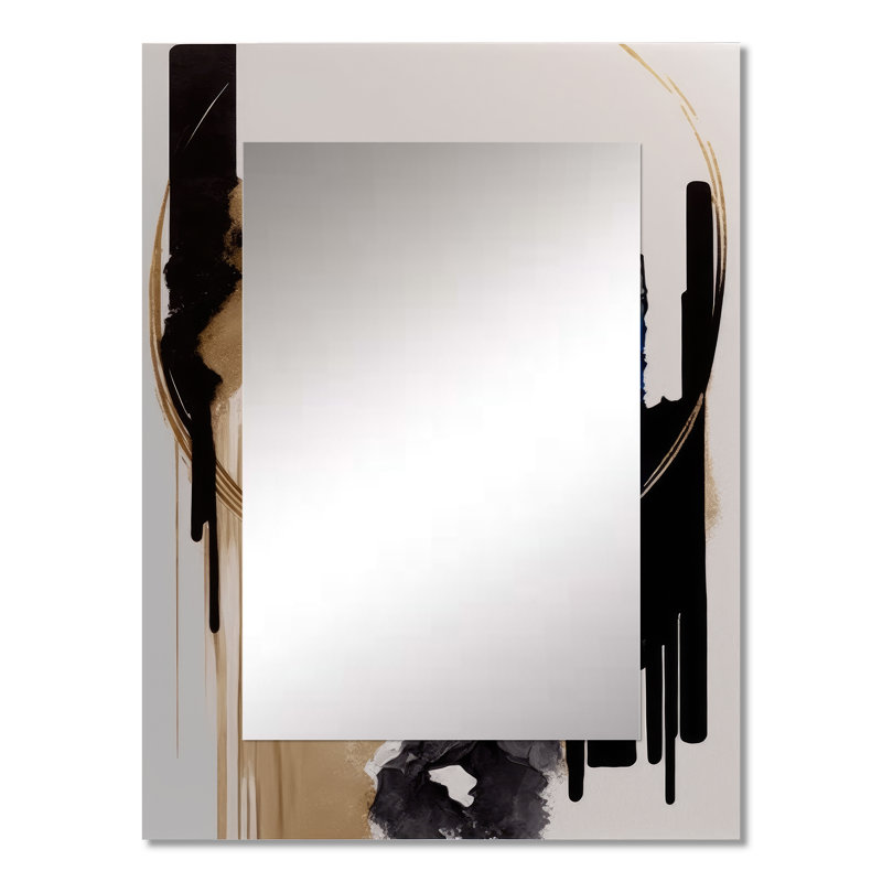 Bleu minimaliste abstrait II - miroir minimaliste, miroir mural moderne unique, impression d'art en métal, 32 po x 24 po