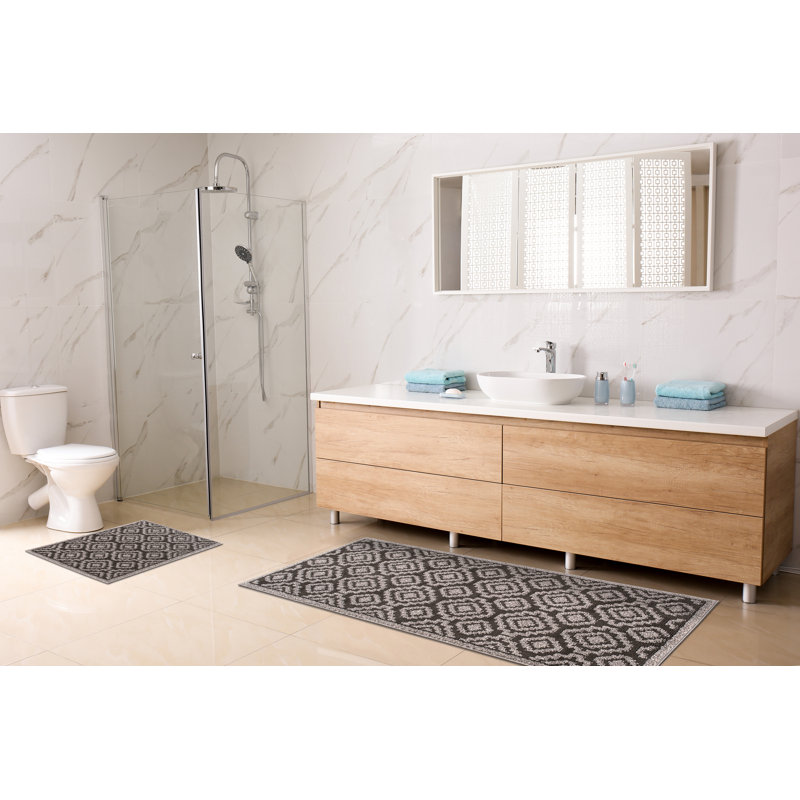 Manarel Floral Bath Rug Set, 24"W x 59"L / 24"W x 35"L