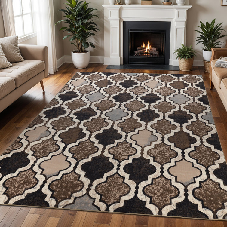 Ahtziry Contemporary Geometric Trellis Indoor Area Rug or Runner