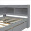 Lit plateforme simple en pin massif avec rangement en forme de L et chargement intégré en gris froid-129705515