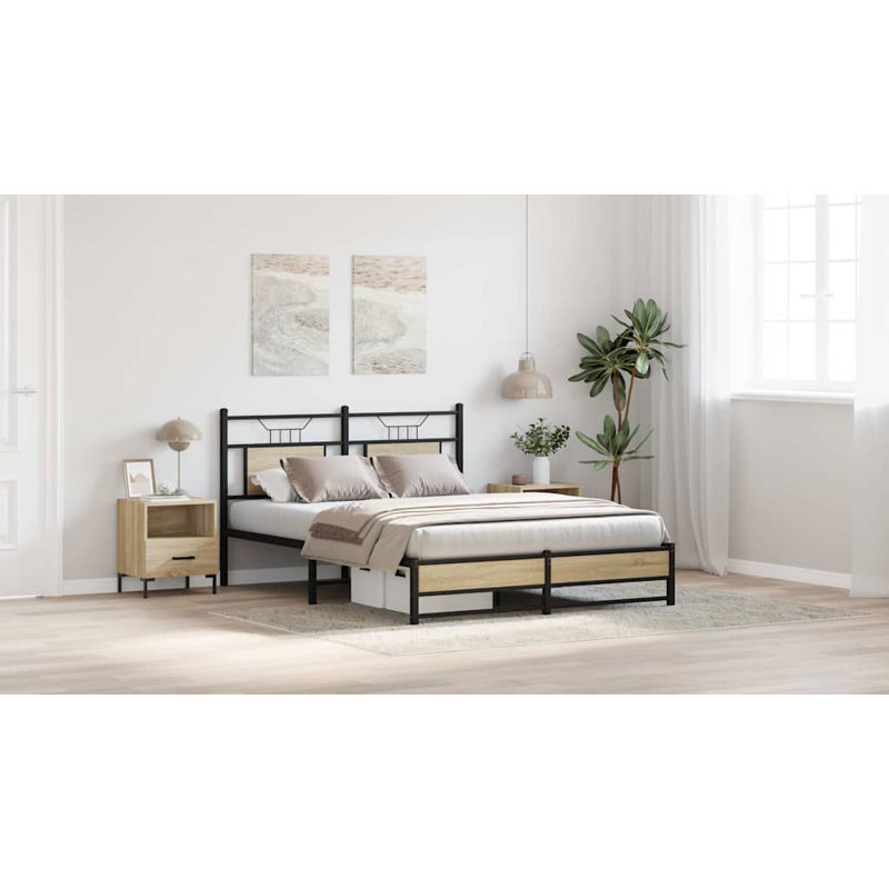 Bed Frame Without Mattress Engineered Wood, Kingsize (5'), Sonoma Oak