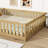Twinkle Modern Floor Bed Set With Door, Rubber Wood And Safety Guardrails-115630469-115630467