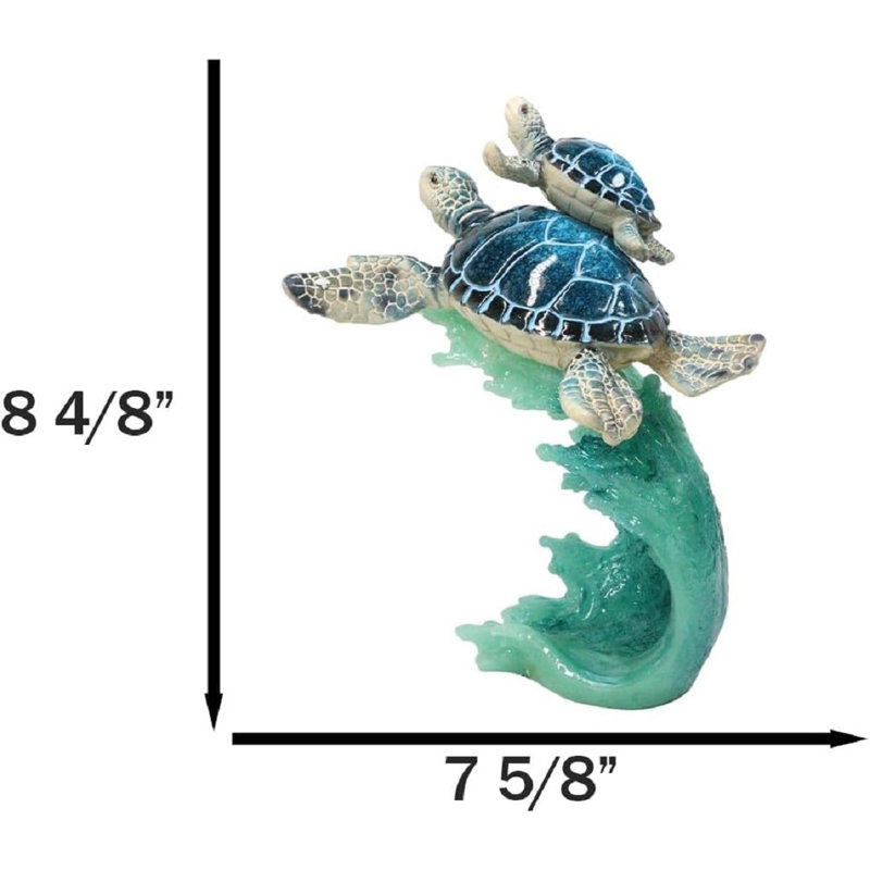 Figurine de mère de mer et de nouveau-né nageant avec des vagues
