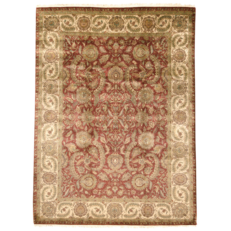 Tapis rouge et crème noué à la main de haute qualité