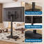 Meuble télé de plancher avec barre de puissance jusqu'à 65 pouces, hauteur réglable et base pivotante en bois pouvant supporter jusqu'à 88 lb, noir