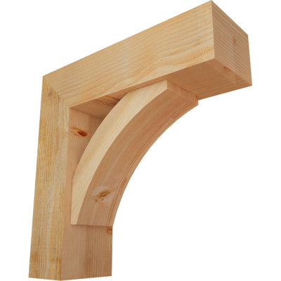 8"W x 26"D x 26"H Thorton Block Rough Sawn Bracket w/ Offset Brace, Douglas Fir
