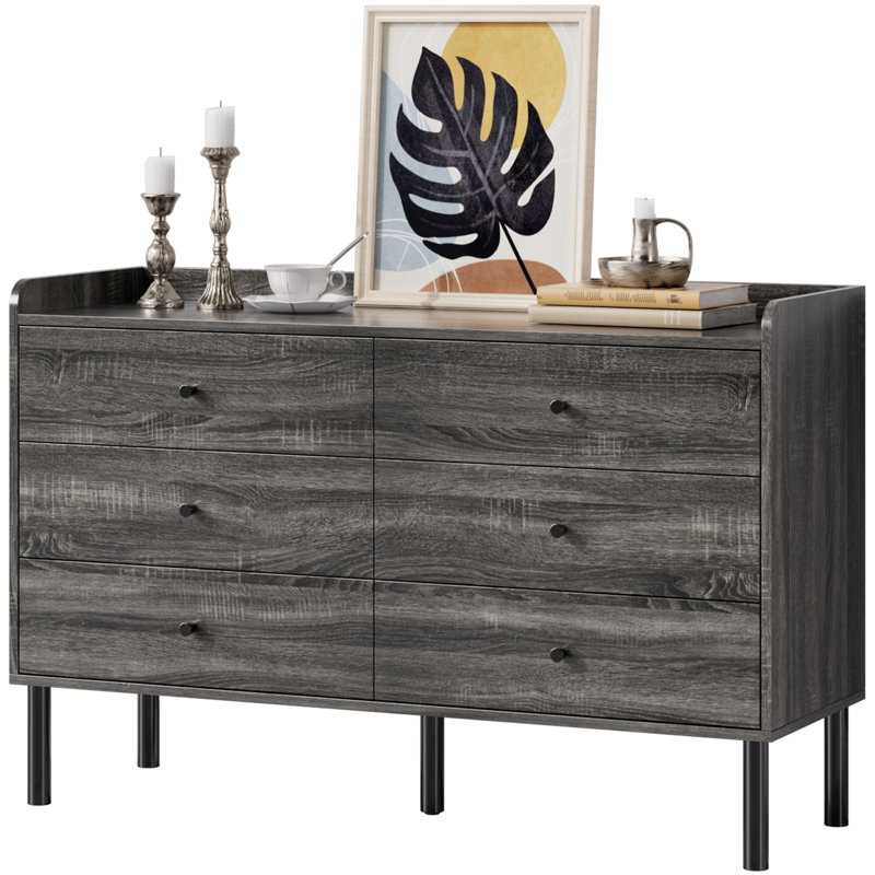 Jahmela 47.2'' W 6 - Drawer Dresser, Gray/Gray