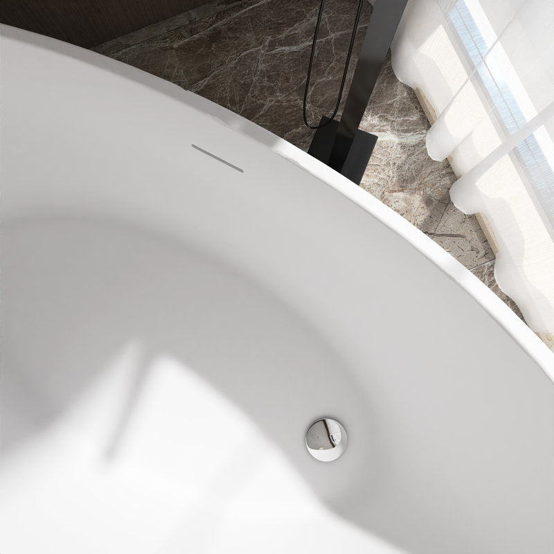 59'' x 29'' Freestanding Soaking Acrylic Bathtub in White