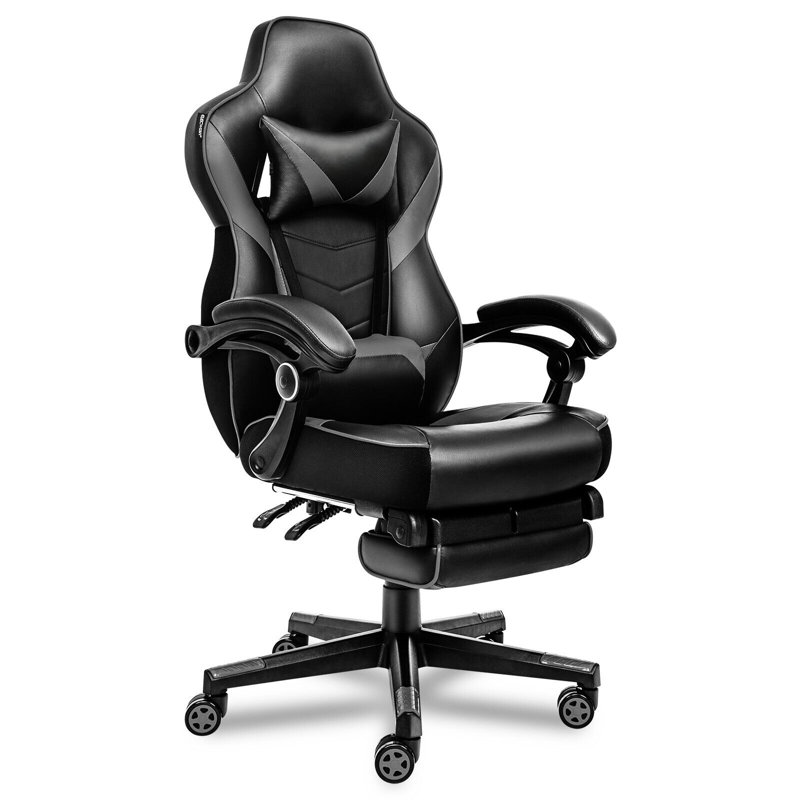 Fauteuil inclinable et pivotant ergonomique en cuir synthétique RAYS, Gris
