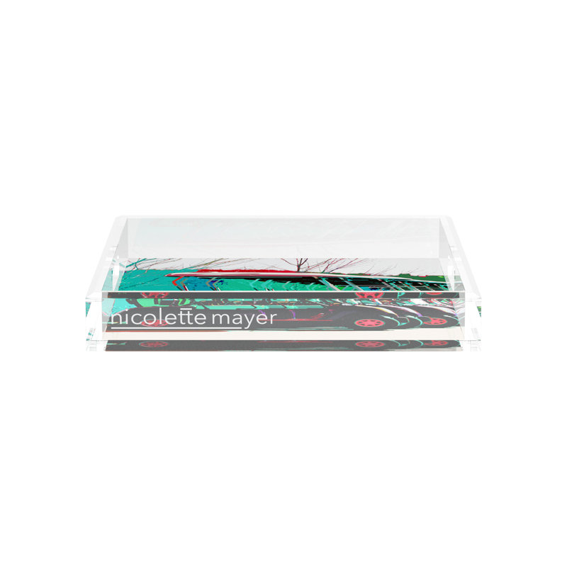 Abstract Decorative Tray, 2" H x 12" W x 12" D, Green