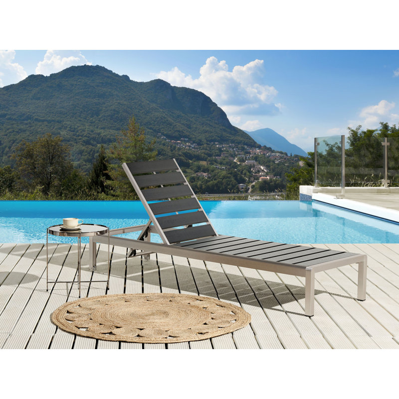 198cm Long Reclining Single Chaise, Silver/Black