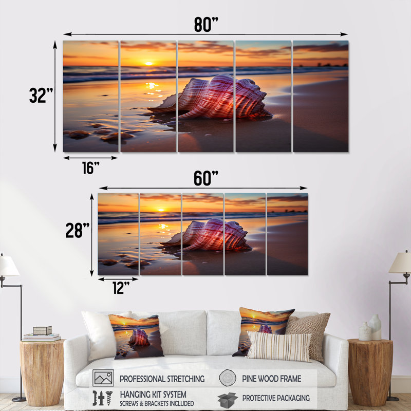 «Sunset Shoreline Treasures I, 5 pièces», 5 pièces, H 28 po x l 60 po