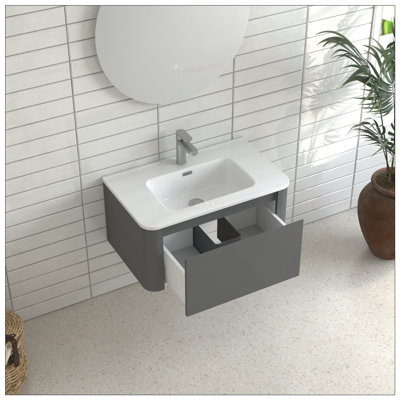 Meuble-lavabo mural 30 po avec lavabo en céramique