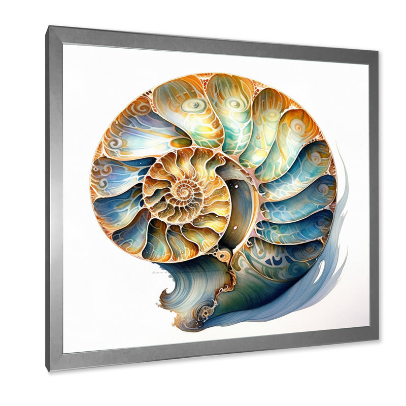 " Seashell Symphony I ", Silver Single Picture Framed, 16" H x 16" W x 1" D
