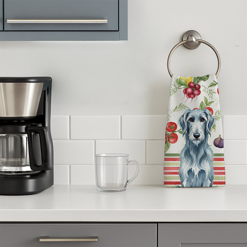 Blue-Gray Scottish Deerhound Vegetables Kitchen Towel, Blue-Gray Scottish Deerhound
