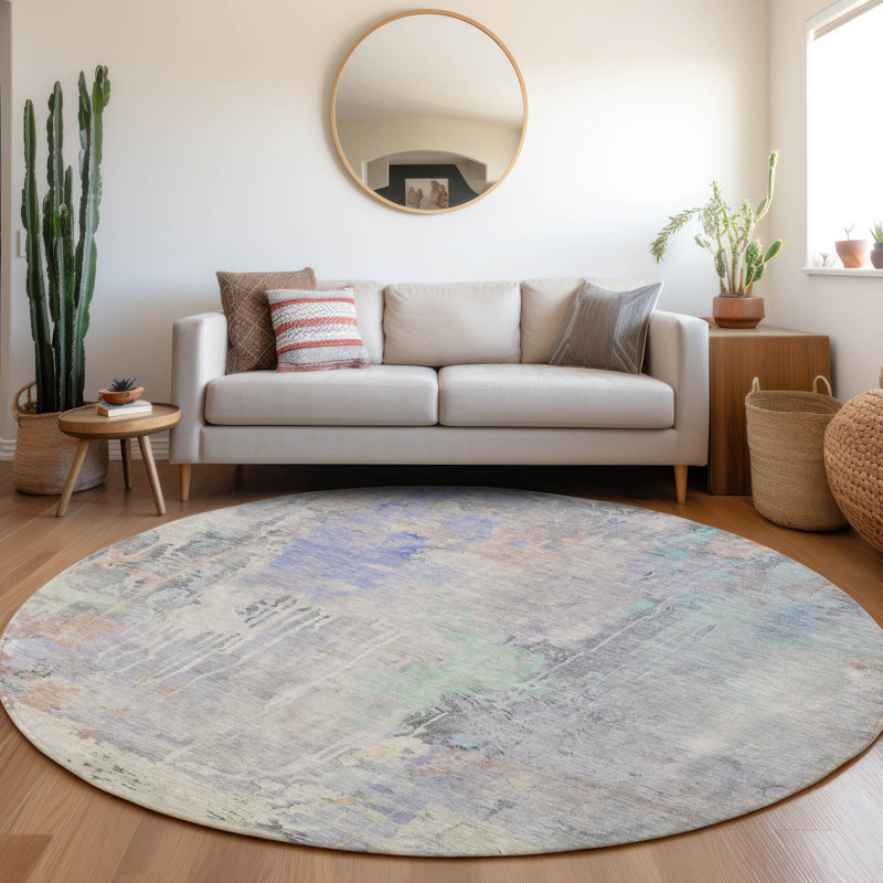  Machine Washable Indoor/Outdoor Christain ACN1233 Rug, Round 8'