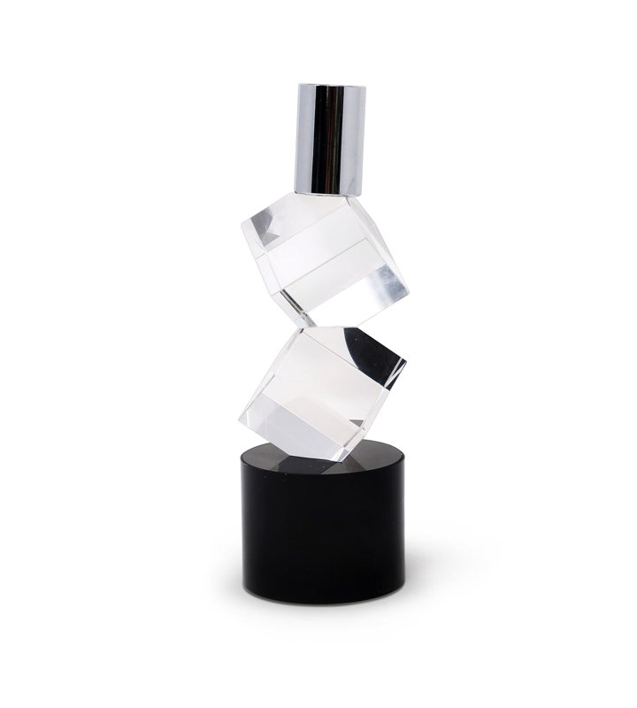 Bougeoir en cristal diagonal H 7,5 po, H 7,5 po x l 2,5 po x P 2,5 po