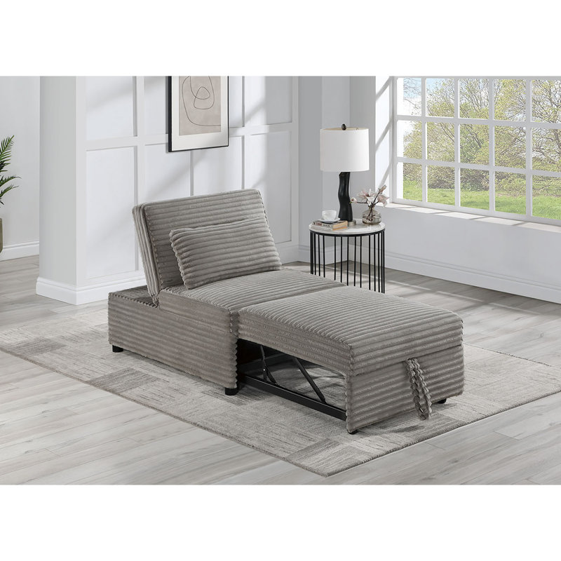 Chaise convertible en velours côtelé fumée avec lit coulissant pour une utilisation quotidienne en velours côtelé, décoration intérieure