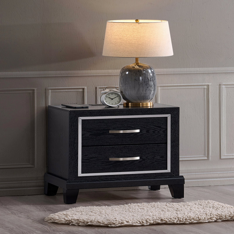 2-Drawer Bedroom Nightstand, With Ac/Usb Outlets
